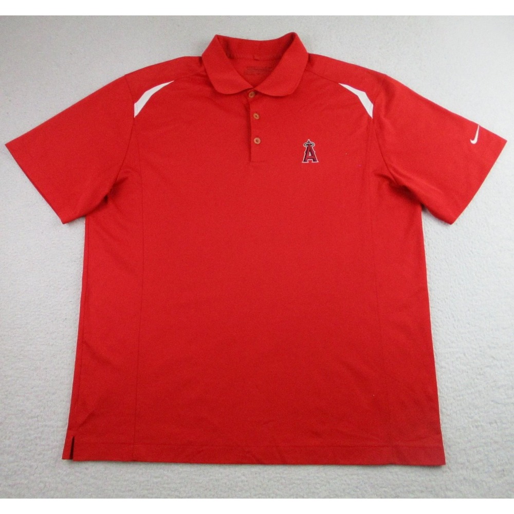 Nike‎ Los Angeles Angels Polo Shirt Mens XL Red MLB Baseball Dri-FIT Tour Golf